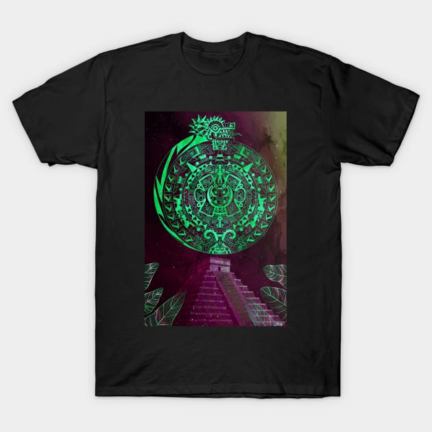 quetzalcoatl nest in mexican pyramid ecopop T-Shirt by jorge_lebeau